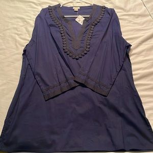 J CREW navy blue and black tunic. New with tags. Size XL.
